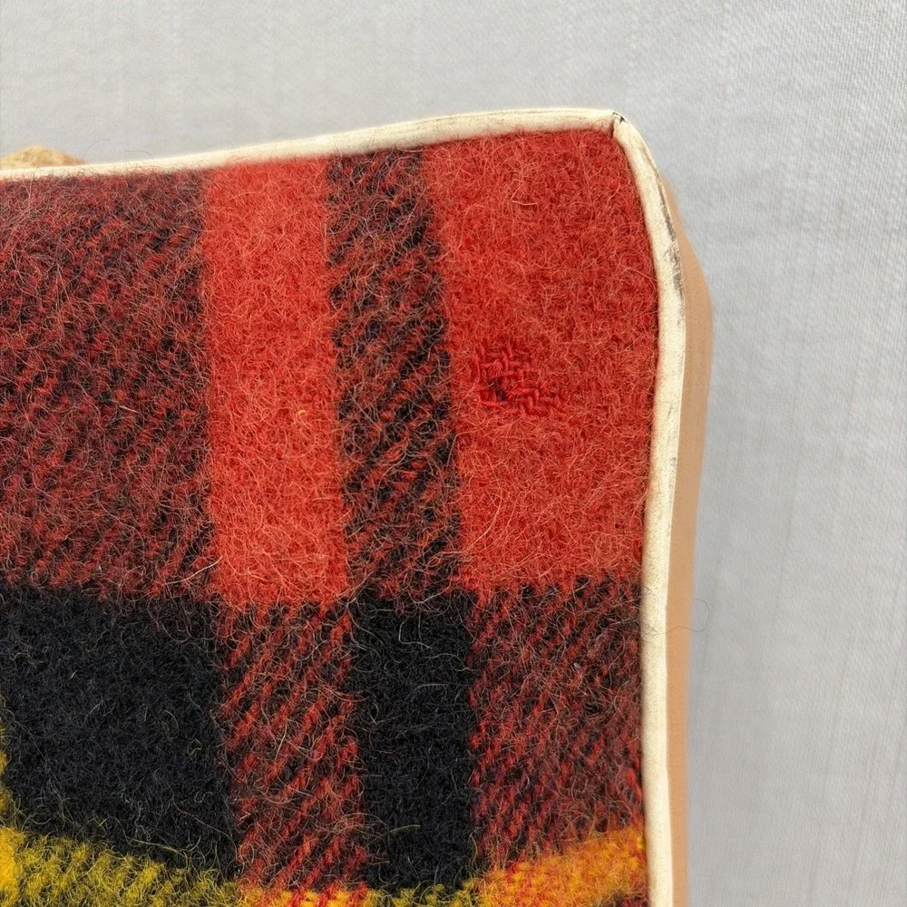 Vintage PAK-A-ROBE Red Plaid Wool Travel Blanket w Carry Case 68x41 Minnesota
